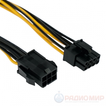 Кабель-удлинитель питания PCIe Cablexpert CC-PSU-68-30CM, 6pin(F) → 8pin(M), 30 см Кабель-удлинитель питания PCIe Cablexpert CC-PSU-68-30CM, 6pin(F) → 8pin(M), 30 см